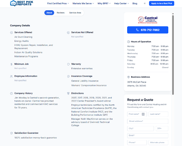 Best Pick Reports sample profile