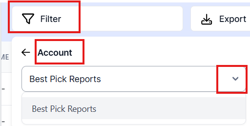 Account filter dropdown