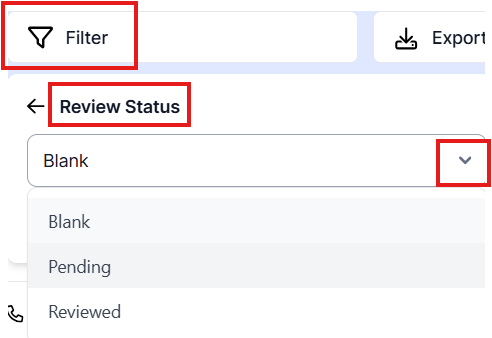 Review Status filter options
